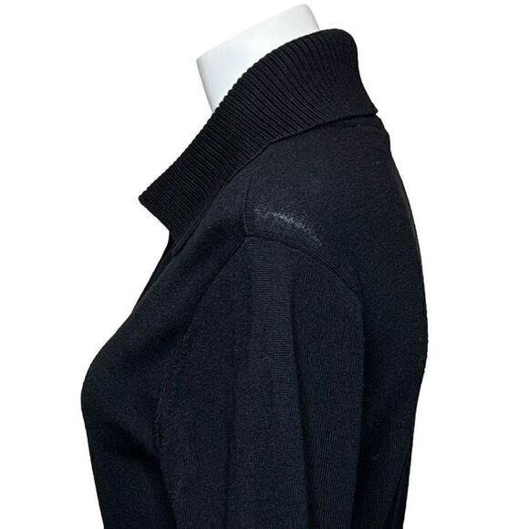 Halogen black merino wool button up cardigan with tie belt size M - Picture 6 of 14